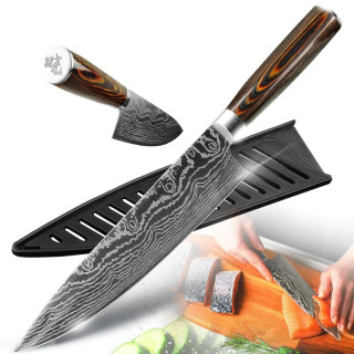 Професионален 8" кухненски нож от дамаска стомана – подаръчна кутия
