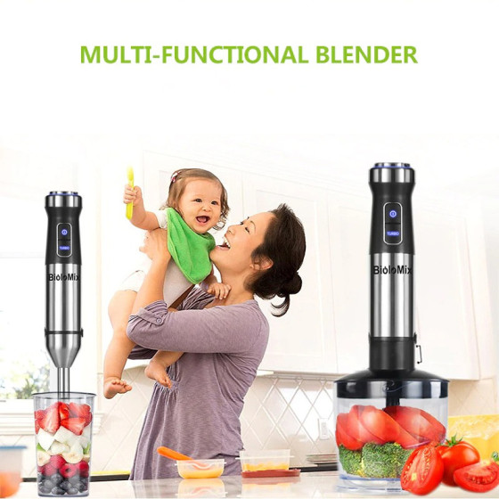 Мултифункционален 4в1 Пасатор, чопър, миксер и купа BioloMix 1100W