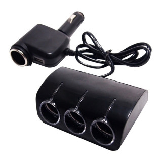 Мощен 120W разклонител за автозапалка с 4 гнезда и USB - Купи сега