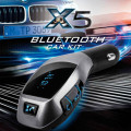 Многофункционален Bluetooth трансмитер X5 за кола - Хендсфри и музика